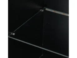 Vitrina negra de alto brillo con 2 puertas y 1 estante de cristal, LED incluido - 45x35x160cm