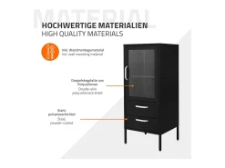 Vitrina negra 42x102x40 cm con puerta y 2 cajones, mueble metálico archivador