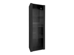Vitrina negro - Vitrina con luces LED y 3 estantes de cristal - para salón y dormitorio