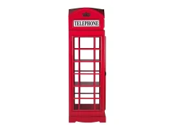 Vitrina para cabina telefónica London de madera roja 60x185 cm