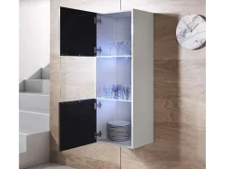 Vitrina para Salón comedor en Blanco y Negro con LED 40x29x126cm Luke V3