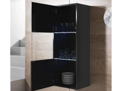 Vitrina para Salón comedor en Negro con LED 40x29x126cm Luke V3