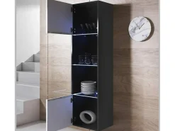 Vitrina para Salón comedor en Negro y Blanco con LED 40x29x165cm Luke V6