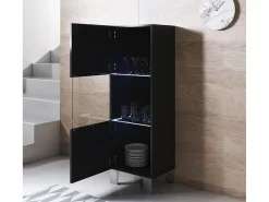 Vitrina para Salón comedor en Negro con LED 40x29x138cm Luke V3