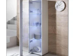 Vitrina para Salón comedor en Blanco con LED 40x29x167cm Luke V5
