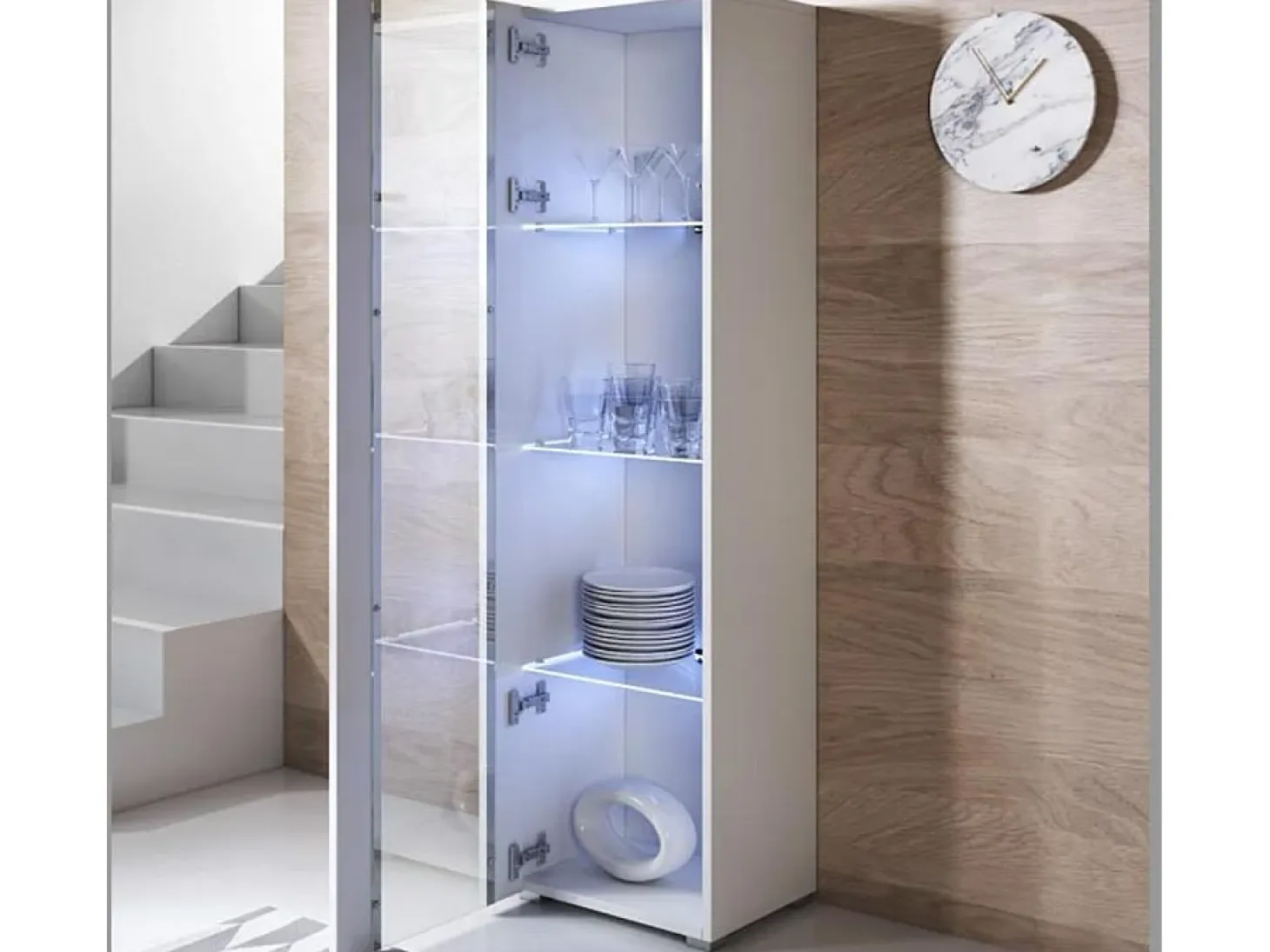 Vitrina para Salón comedor en Blanco con LED 40x29x167cm Luke V5