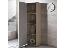 Vitrina para Salón comedor en Sonoma y Blanco 40x29x167cm Luke V4