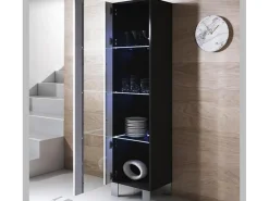 Vitrina para Salón comedor en Negro y Blanco con LED 40x29x177cm Luke V5