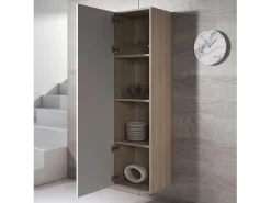 Vitrina para Salón comedor en Sonoma y Blanco 40x29x165cm Luke V4