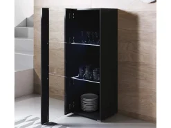Vitrina para Salón comedor en Negro con LED 40x29x128cm Luke V2