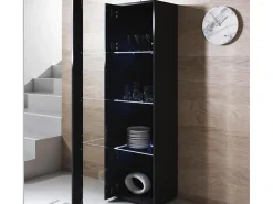 Vitrina para Salón comedor en Negro con LED 40x29x167cm Luke V5