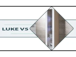 Vitrina para Salón comedor en Negro y Blanco con LED 40x29x165cm Luke V5