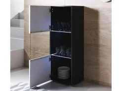 Vitrina para Salón comedor en Negro y Blanco con LED 40x29x128cm Luke V3