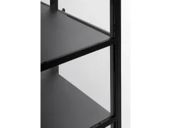 Vitrina puertas y laterales de cristal estructura metal negra