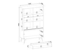 Vitrina, roble barroco dorado, 100 x 165 x 39 cm