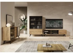 Vitrina, roble barroco dorado, 100 x 165 x 39 cm