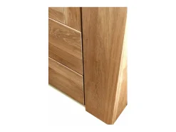 Vitrina roble macizo 1 puerta cristal 2 cajones Nordo 80 cm