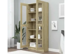 Vitrina roble Sonoma 82,5x30,5x185,5 cm Madera de ingeniería