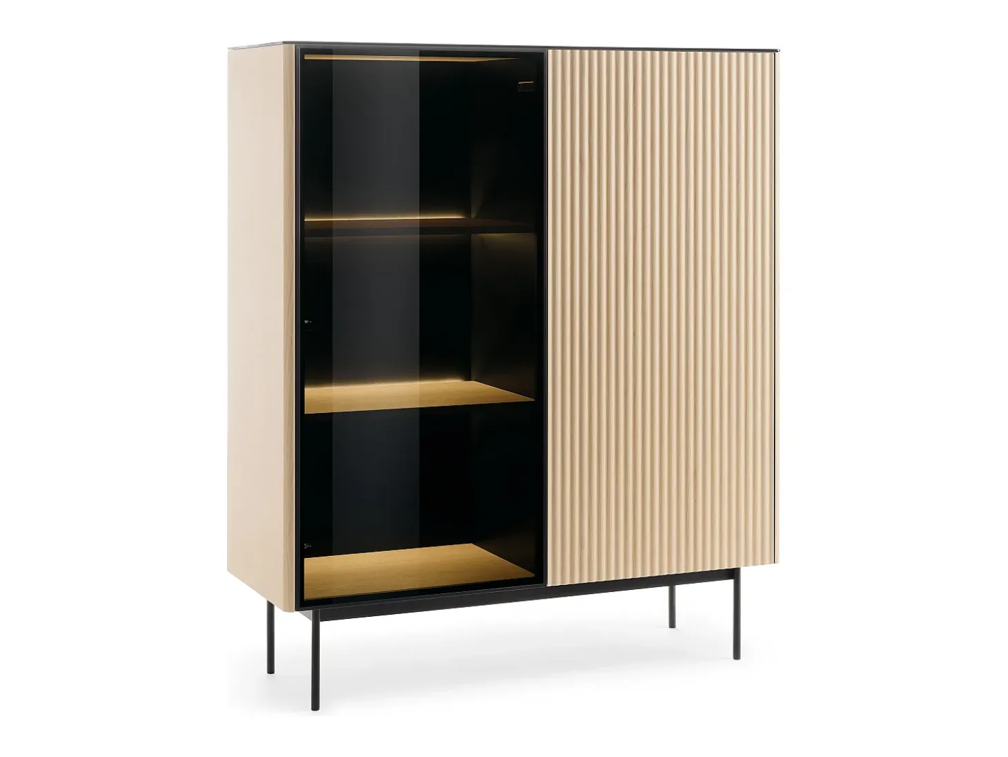 Vitrina, roble vicenza, 107 x 126 x 39 cm