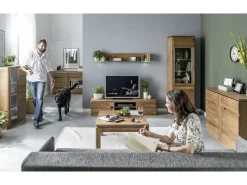Vitrina rústica de madera de roble Manky 90 cm