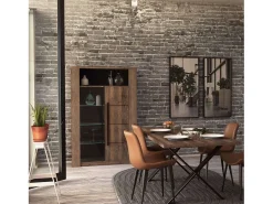 Vitrina Salón Mónaco en Roble Saloon y Negro 114x176x40 cm
