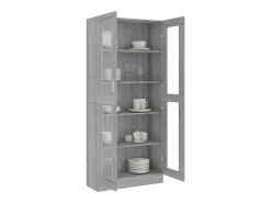 Vitrina Sonoma gris de 82,5 x 30,5 x 185,5 cm, madera de ingeniería
