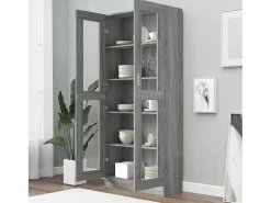 Vitrina Sonoma gris de 82,5 x 30,5 x 185,5 cm, madera de ingeniería