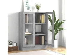 Vitrina Sonoma gris de 82,5 x 30,5 x 115 cm, madera de ingeniería