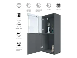 Vitrina Stream, Vitrina de Pie/Pared con 1 Puerta Grande y 2 Compartimentos Espaciosos, antracita mate/blanco mate ( 50,5 x 111 x 32,5 cm)
