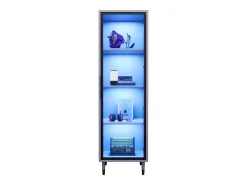 Vitrina vidriada de 170 cm de alto - Iluminación LED - 1 puerta de vidrio - MDF + paneles de partículas - Blanco