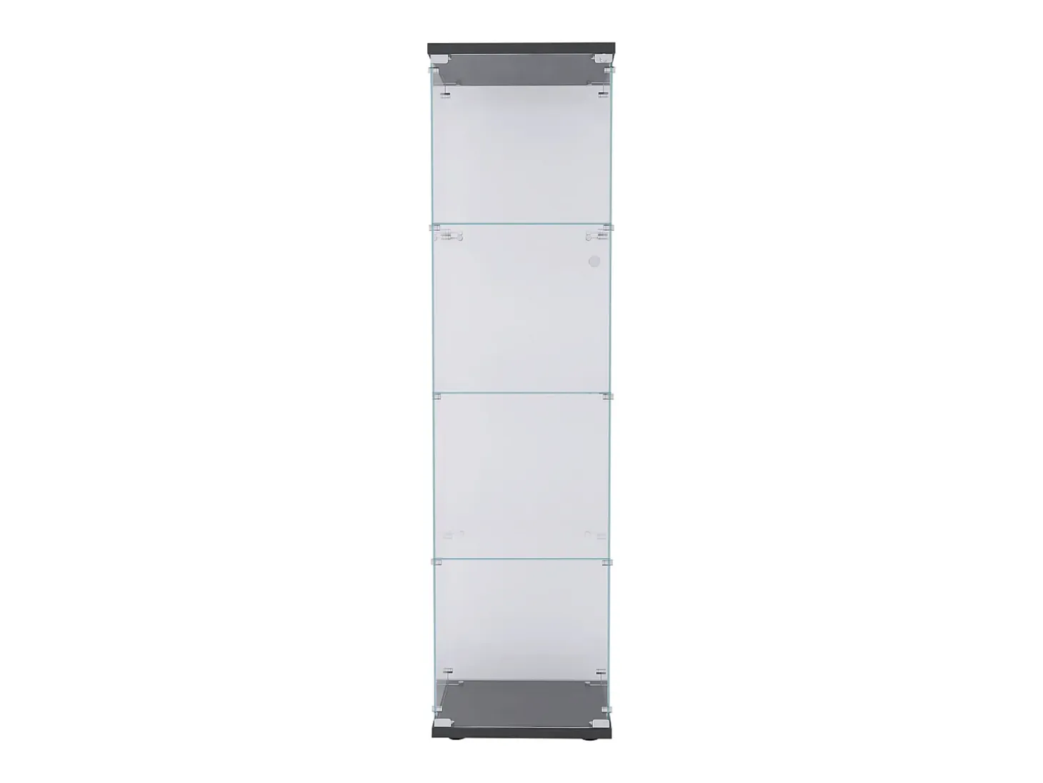 Vitrina, vitrina de cristal de 4 estantes con puerta, vitrina transparente, vitrina de suelo de cristal con cerradura, color negro