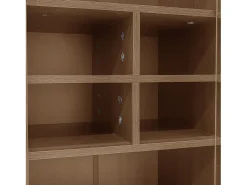 Vitrina 75x35x164.5 cm - 2 puertas - Panel de vidrio + estante multicapa + cajón oculto - ​​Nogal​