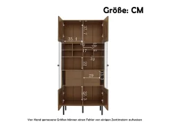 Vitrina 75x35x164.5 cm - 2 puertas - Panel de vidrio + estante multicapa + cajón oculto - ​​Nogal​