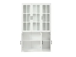 Vitrina 121,5x41x200 cm - con iluminación LED - 6 puertas - estantes ajustables - MDF - blanco
