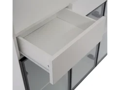 Vitrina 120x36x200 cm con LED - 6 puertas de cristal y 3 cajones - Blanco