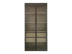 Vitrinas、Mueble de baño con LED - 2 cajones grandes y 2 puertas de cristal - Natural