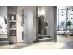 Vladon Mueble recibidor Carlton Set 5, Mueble de entrada compuesto por 1 Perchero con Puerta integrada y 1 Barra, antracita mate/hormigón oxidado (52 x 193 x 35 cm)