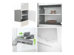 Vladon Mueble recibidor Carlton Set 5, Mueble de entrada compuesto por 1 Perchero con Puerta integrada y 1 Barra, antracita mate/hormigón oxidado (52 x 193 x 35 cm)