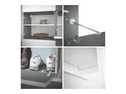 Vladon Mueble recibidor Carlton Set 4, Mueble de entrada compuesto por 1 Perchero, 1 Zapatero, antracita mate/roble natural (156,5 x 193 x 35 cm)