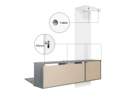 Vladon Mueble recibidor Carlton Set 4, Mueble de entrada compuesto por 1 Perchero, 1 Zapatero, antracita mate/zarzamora de alto brillo (156,5 x 193 x 35 cm)