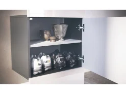 Vladon Mueble recibidor Carlton Set 5, Mueble de entrada compuesto por 1 Perchero con Puerta integrada y 1 Barra, antracita mate/roble natural (52 x 193 x 35 cm)