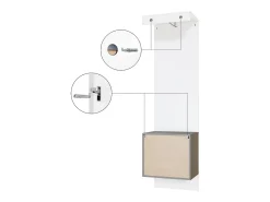 Vladon Mueble recibidor Carlton Set 5, Mueble de entrada compuesto por 1 Perchero con Puerta integrada y 1 Barra, antracita mate/roble natural (52 x 193 x 35 cm)