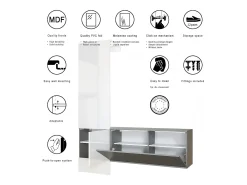 Vladon Mueble recibidor Carlton Set 4, Mueble de entrada compuesto por 1 Perchero, 1 Zapatero, antracita mate/gris arena de alto brillo (156,5 x 193 x 35 cm)