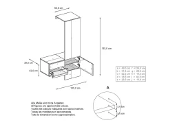 Vladon Mueble recibidor Carlton Set 2, Mueble de entrada compuesto por 1 Perchero, 1 Armario de cajones, antracita mate/burdeos de alto brillo (105 x 193 x 35 cm)