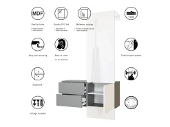 Vladon Mueble recibidor Carlton Set 2, Mueble de entrada compuesto por 1 Perchero, 1 Armario de cajones, antracita mate/aspecto en bronce (105 x 193 x 35 cm)