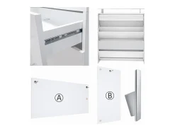 Vladon Mueble recibidor Loret mini, Mueble de entrada compuesto por 1 Zapatero, 1 Espejo de pared y 2 Percheros, Blanco mate/Crema de alto brillo