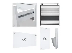 Vladon Mueble recibidor Loret mini, Mueble de entrada compuesto por 1 Zapatero, 1 Espejo de pared y 2 Percheros, Negro mate/Burdeos de alto brillo