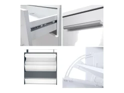 Vladon Mueble recibidor Malea, Mueble de entrada compuesto por 1 Zapatero colgante, 1 Espejo de pared y 2 Percheros, Antracita mate/Gris de alto brillo