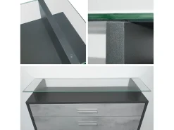 Vladon Mueble recibidor Malea, Mueble de entrada compuesto por 1 Zapatero colgante, 1 Espejo de pared y 2 Percheros, Blanco mate/Negro de alto brillo