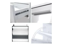 Vladon Mueble recibidor Malea, Mueble de entrada compuesto por 1 Zapatero colgante, 1 Espejo de pared y 2 Percheros, Negro mate/Negro de alto brillo